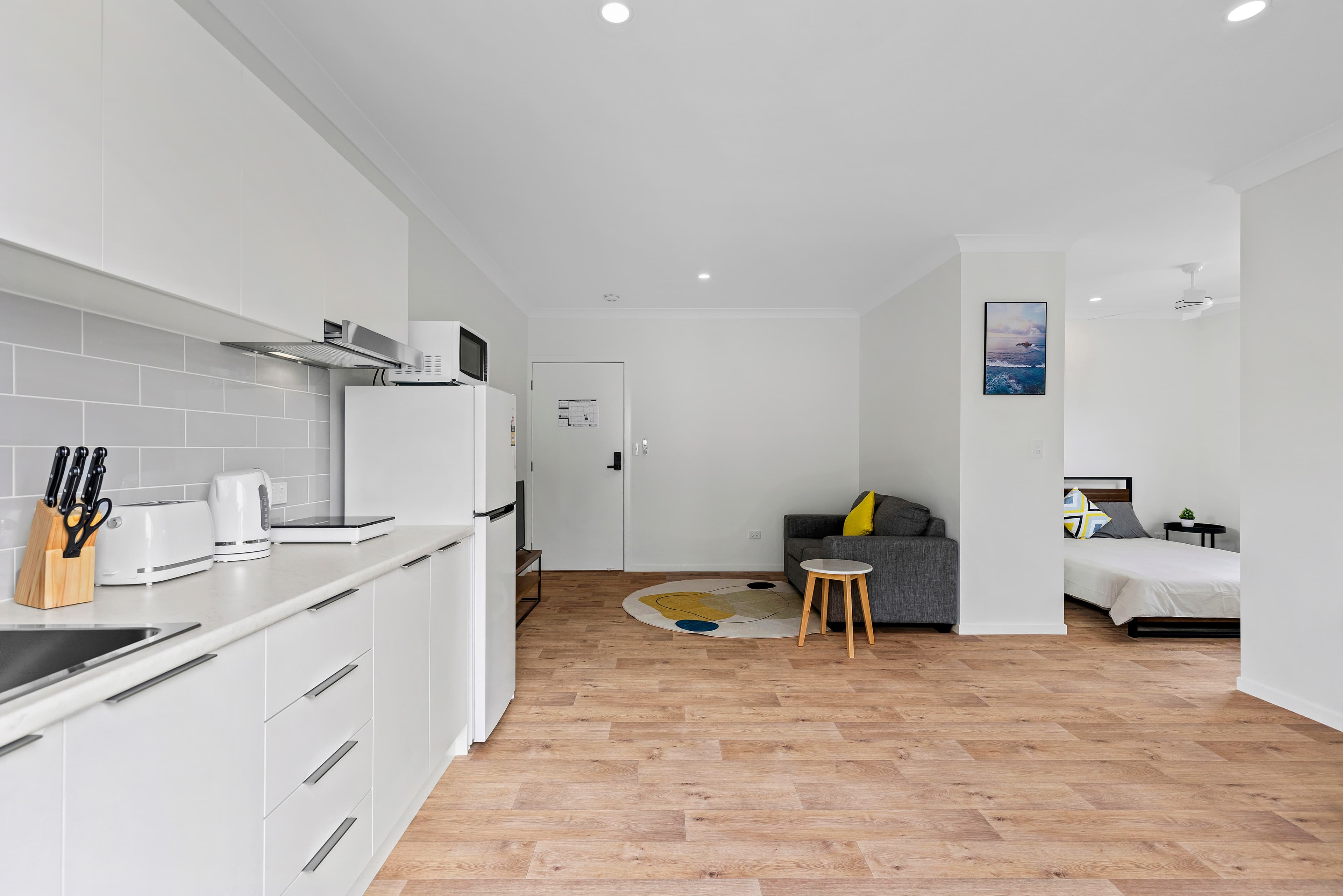 Modern furnished studio apartment interior